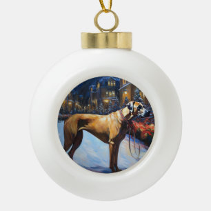 Rhodesian Ridgeback Weihnachtsfestzeit Keramik Kugel-Ornament