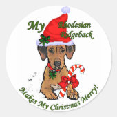 Rhodesian Ridgeback Weihnachtsgeschenke Runder Aufkleber (Vorderseite)