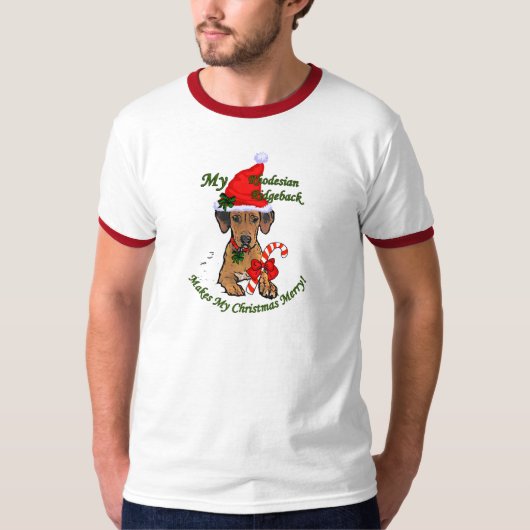 Rhodesian Ridgeback Weihnachtsgeschenke T-Shirt (Vorderseite)