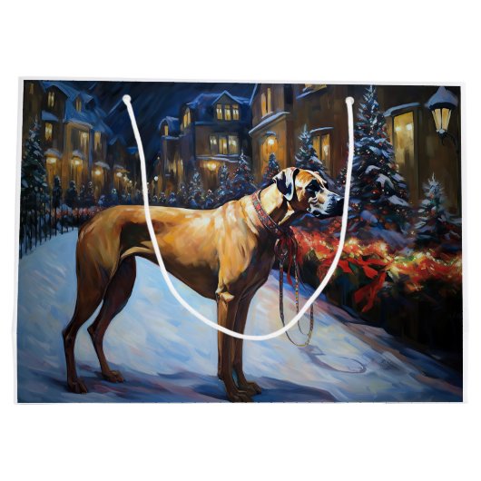 Rhodesian Ridgeback Weihnachtssaison Große Geschenktüte (Rückseite)