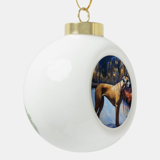 Rhodesian Ridgeback Weihnachtssaison Keramik Kugel-Ornament (Links)