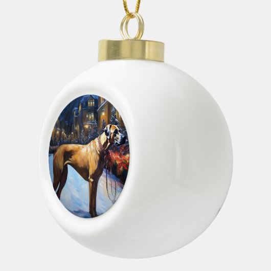 Rhodesian Ridgeback Weihnachtssaison Keramik Kugel-Ornament (Rechts)