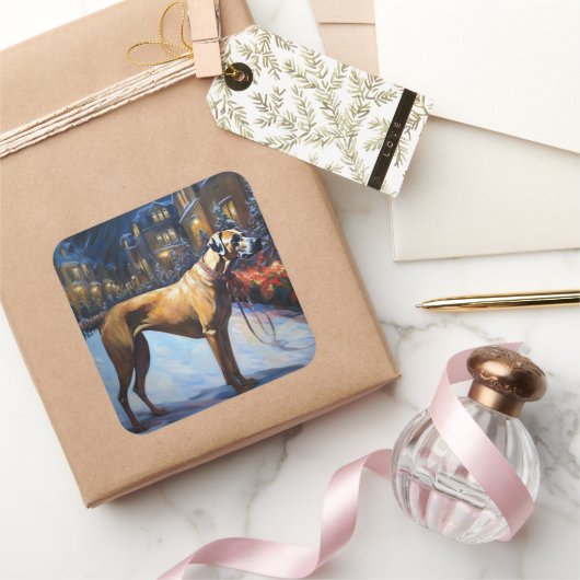 Rhodesian Ridgeback Weihnachtssaison Quadratischer Aufkleber (Schenken)
