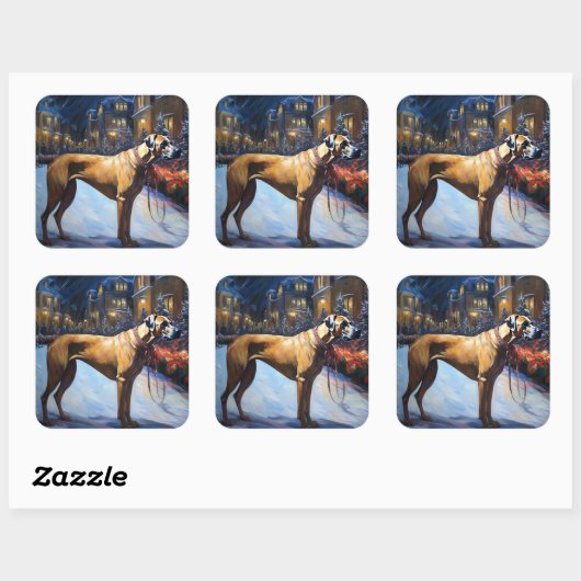 Rhodesian Ridgeback Weihnachtssaison Quadratischer Aufkleber (Blatt)