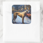 Rhodesian Ridgeback Weihnachtssaison Quadratischer Aufkleber (Tasche)