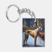 Rhodesian Ridgeback Weihnachtssaison Schlüsselanhänger (Vorderseite links)