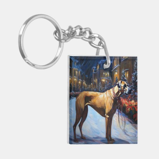 Rhodesian Ridgeback Weihnachtssaison Schlüsselanhänger (Vorderseite links)