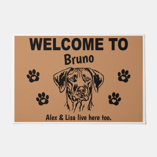 Rhodesian Ridgeback Welcome Personalized Custom Fußmatte (Vorderseite)