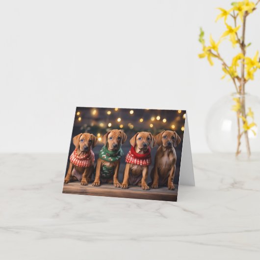 Rhodesian Ridgeback Welpen Weihnachtskarte Karte (Gelbe Blume)