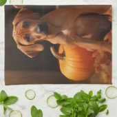 Rhodesian Ridgeback Welppy Autumn Delight Pumpkin Geschirrtuch (Gefaltet)