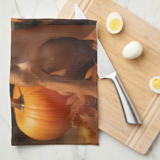 Rhodesian Ridgeback Welppy Autumn Delight Pumpkin Geschirrtuch (Viertel Falte)