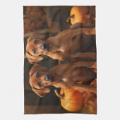 Rhodesian Ridgeback Welppy Autumn Delight Pumpkin Geschirrtuch (Vertikal)