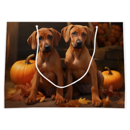 Rhodesian Ridgeback Welppy Autumn Delight Pumpkin Große Geschenktüte (Vorderseite)
