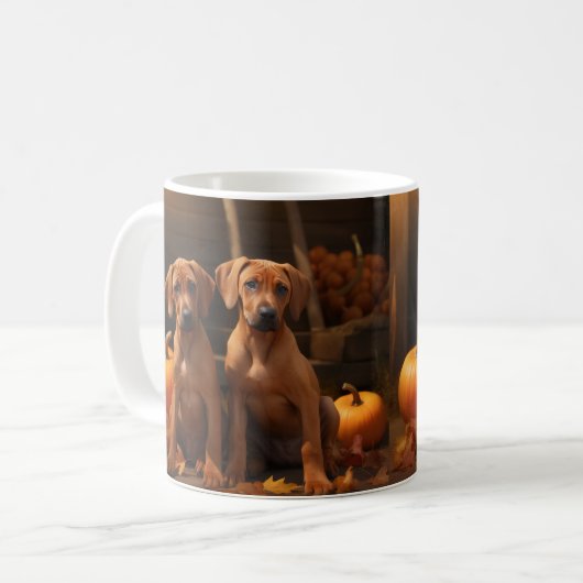 Rhodesian Ridgeback Welppy Autumn Delight Pumpkin Kaffeetasse (Vorderseite Links)