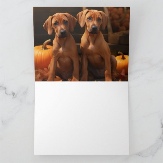 Rhodesian Ridgeback Welppy Autumn Delight Pumpkin Karte (Innenseite)