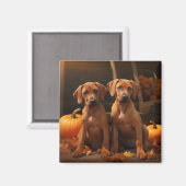 Rhodesian Ridgeback Welppy Autumn Delight Pumpkin Magnet (Vorderseite/Rückseite)