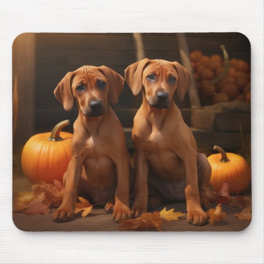 Rhodesian Ridgeback Welppy Autumn Delight Pumpkin Mousepad (Vorne)