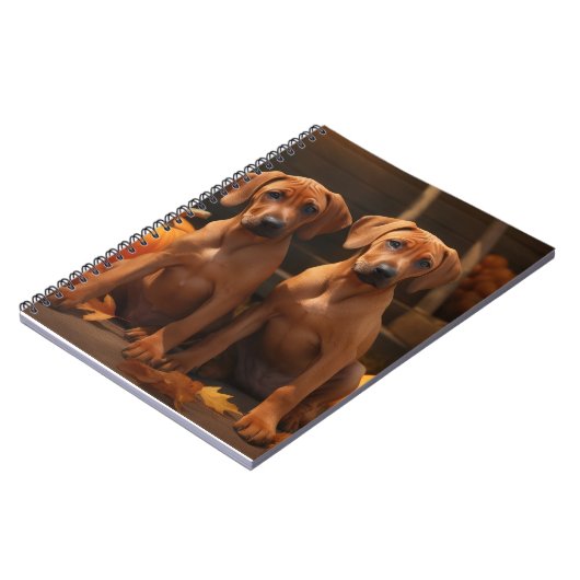Rhodesian Ridgeback Welppy Autumn Delight Pumpkin Notizblock (Linke Seite)