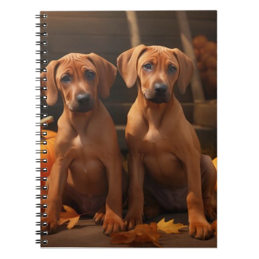 Rhodesian Ridgeback Welppy Autumn Delight Pumpkin Notizblock (Vorderseite)