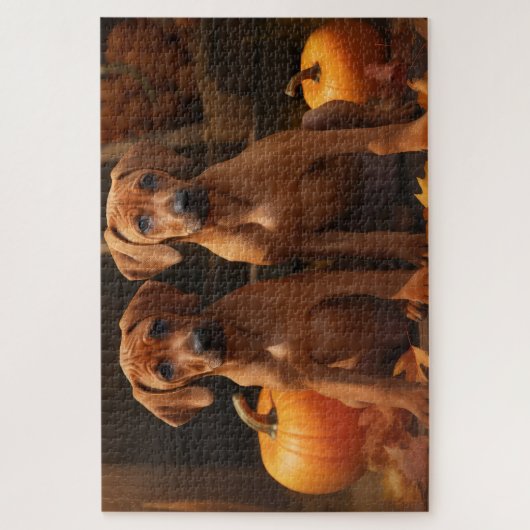 Rhodesian Ridgeback Welppy Autumn Delight Pumpkin Puzzle (Vertikal)