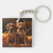 Rhodesian Ridgeback Welppy Autumn Delight Pumpkin Schlüsselanhänger (Rückseite)