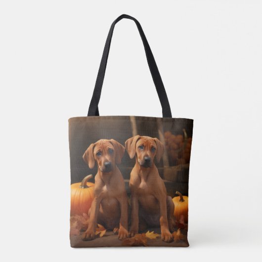 Rhodesian Ridgeback Welppy Autumn Delight Pumpkin Tasche (Rückseite)