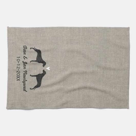 Rhodesian Ridgebacks mit Herzen und Text Geschirrtuch (Horizontal)