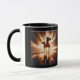 Rhodesian Ridgebacks Sunset Beach Duo Art Tasse