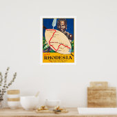 Rhodesien, traditioneller Krieger mit Karte auf Sc Poster (Küche)