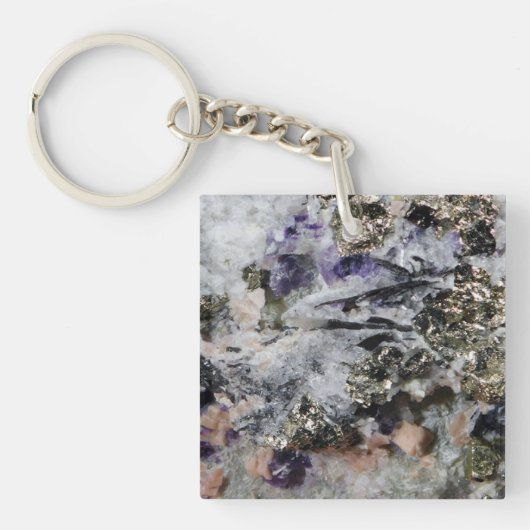 Rhodochrosite Pyrite Fluorit Tourmaline Schlüsselanhänger (Vorderseite)