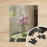 Rhododendren durch ein Fenster | Jessica Hayllar Puzzle<br><div class="desc">Rhododendren von einem Fenster von der britischen Künstlerin und Maler Jessica Hayllar. Das schöne Kunstgemälde zeigt ein inneres Stillleben mit einer schönen,  rosa Blumengestalt in einer Vase. Verwenden Sie die Entwurfstools,  um einen benutzerdefinierten Text hinzuzufügen oder das Bild zu personalisieren.</div>