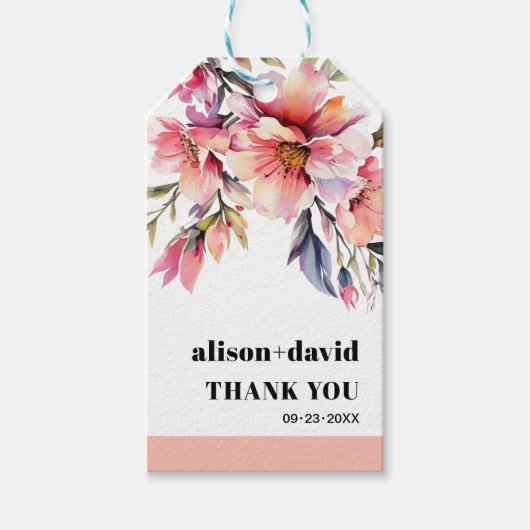 Rhododendron and peach-pink flowers wedding geschenkanhänger (Vorderseite)