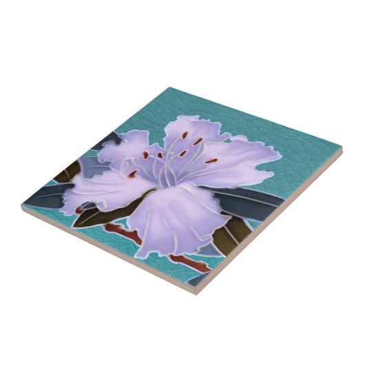 Rhododendron Art Nouveau Border Repro Fliese (Seite)