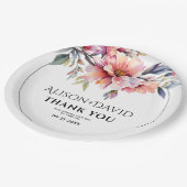 Rhododendron branch and peach-pink flowers wedding pappteller (Schrägansicht)