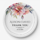 Rhododendron branch and peach-pink flowers wedding pappteller (Vorderseite)