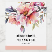 Rhododendron branch and peach-pink flowers wedding weinetikett (Einzelnes Label)