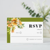 Rhododendron branch, orange yellow flowers wedding RSVP karte (Stehend Vorderseite)