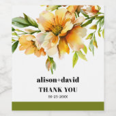 Rhododendron branch orange yellow flowers wedding weinetikett (Einzelnes Label)