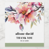 Rhododendron branch peach-pink flowers wedding weinetikett (Einzelnes Label)