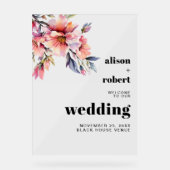 Rhododendron branch with flowers wedding WELCOME A Acrylschild (Vorderseite)