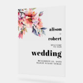 Rhododendron branch with flowers wedding WELCOME A Acrylschild (Winkel)