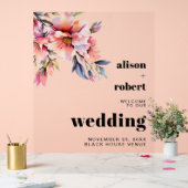 Rhododendron branch with flowers wedding WELCOME A Acrylschild (Hochzeit)