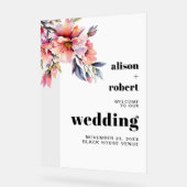 Rhododendron branch with flowers wedding WELCOME Acrylschild (Winkel)