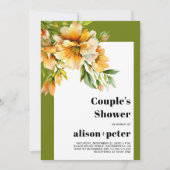 Rhododendron orange yellow flowers couple's shower einladung (Vorderseite)