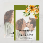 Rhododendron orange yellow flowers photo wedding save the date (Vorne/Hinten)
