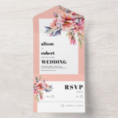 Rhododendron peach pink flowers peach-pink wedding all in one einladung (Innen Boden)