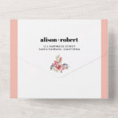 Rhododendron peach pink flowers peach-pink wedding all in one einladung (Rückseite)