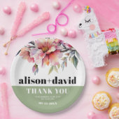 Rhododendron peach-pink flowers typography wedding pappteller (Party)