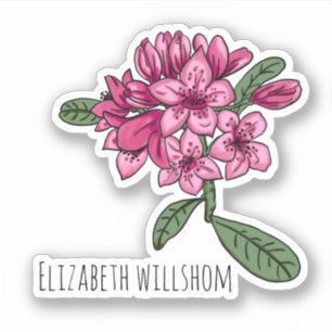 Rhododendron personalisierter Namens-Vinyl-Aufkleb Aufkleber