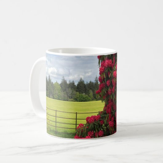 Rhododendron und Landschaftlicher Blick in Schottl Kaffeetasse (Vorderseite Links)